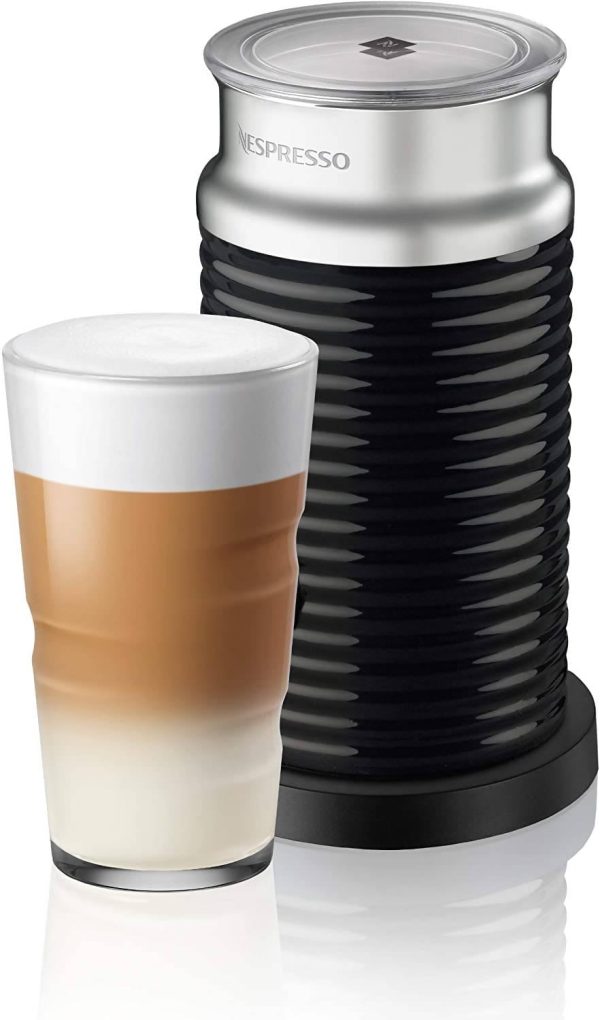 Nestle Nespresso ﻿Aeroccino3 Milk Frother Heater (Black) allows you to indulge in café-quality drinks like coffee, cappuccinos, latte, hot milk, hot chocolate and flat whites at the push of one button - NESC-465 Fashion