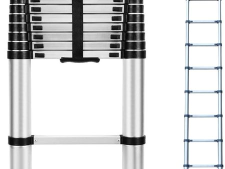 Dayplus 12.5FT 3.8M Stainless Steel Telescopic Ladder Foldable Telescoping Extension Ladder Loft Ladder 330lb Load Online now