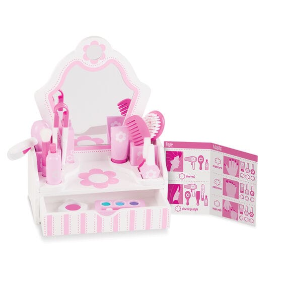 MELISSA & DOUG  Vanity Play Set: Add glamour and style to playtime with these wooden beauty essentials for make-believe makeovers - 3026 Online