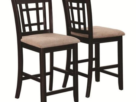 Lavon Lattice Back Counter Stools Tan And Espresso (Set Of 2) - 105279 Cheap