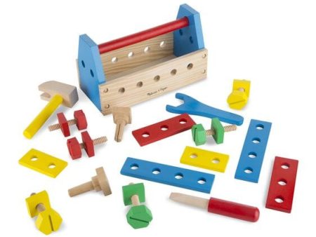 MELISSA & DOUG  Take Along Tool Kit: This 24-piece set includes wooden nails, screws, nuts, and bolts for hours of creative fun that also helps  build  important motor skills - 494 Fashion