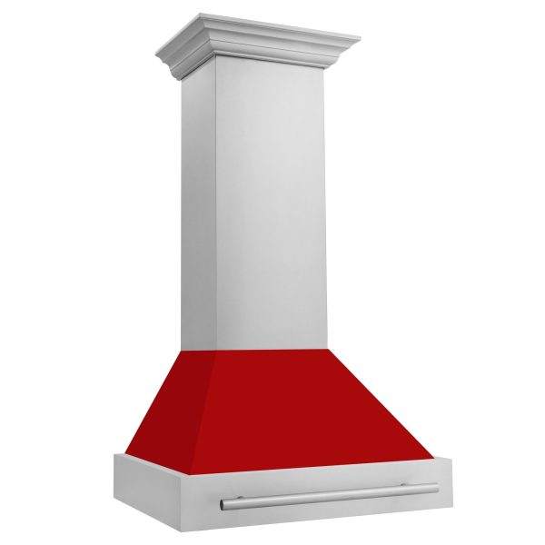 ZLINE 30 in. Stainless Steel Range Hood with Colored Shell Options and Stainless Steel Handle (8654STX-30) [Color: Red Matte] For Discount