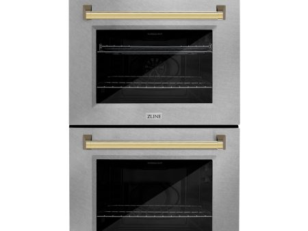 ZLINE 30  Autograph Edition Double Wall Oven with Self Clean and True Convection in DuraSnow Stainless Steel (AWDSZ-30) [Color: Gold] on Sale