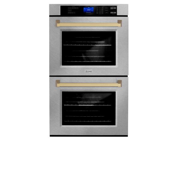 ZLINE 30  Autograph Edition Double Wall Oven with Self Clean and True Convection in DuraSnow Stainless Steel (AWDSZ-30) [Color: Champagne Bronze] For Sale