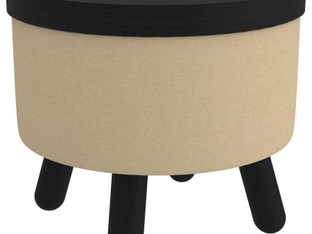 Worldwide Home Furnishings Pouf Betsy en tissu avec rangement 402-376BG_BK Online Sale