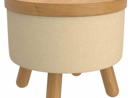 Worldwide Home Furnishings Pouf Betsy en tissu avec rangement 402-376BG_NT Discount